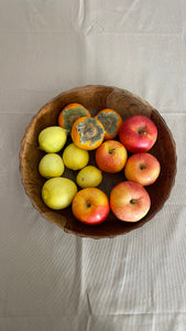Medium Suar Wood Fruit Bowl, Handcarved in Indonesia, Flat Wooden Bowl