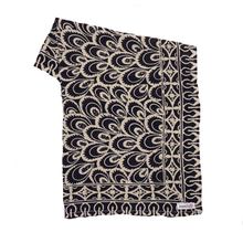 Load image into Gallery viewer, Batik Bandana, Black Cream, Lightweight cotton 20&quot; square, hand dyed and hand printed, wax and dye