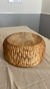 Large Teak Wood Big Carving Salad Bowl with Carvings on the Side, Handcarved in Indonesia