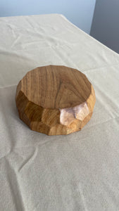 Suar Wood Small Bowl with Caving, Hand Turned by Indonesian Artisans