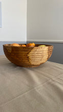 Load image into Gallery viewer, Large Teak Wood Salad Bowl with All Around Carving , Handcarved in Indonesia