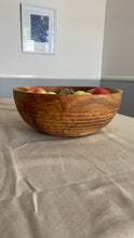 Load image into Gallery viewer, Large Teak Wood Big Carving Salad Bowl with Bottom Carving, Handcarved in Indonesia