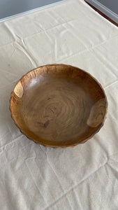 Medium Suar Wood Fruit Bowl, Handcarved in Indonesia, Flat Wooden Bowl