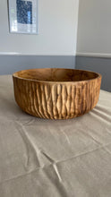 Load image into Gallery viewer, Large Teak Wood Big Carving Salad Bowl with Carvings on the Side, Handcarved in Indonesia