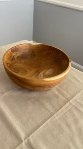 Large Teak Wood Big Carving Salad Bowl with Bottom Carving, Handcarved in Indonesia