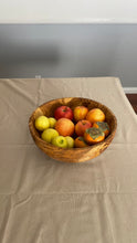 Load image into Gallery viewer, Large Teak Wood Salad Bowl with All Around Carving , Handcarved in Indonesia