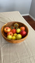 Load image into Gallery viewer, Large Teak Wood Big Carving Salad Bowl with Bottom Carving, Handcarved in Indonesia