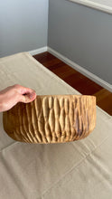 Load image into Gallery viewer, Large Teak Wood Big Carving Salad Bowl with Carvings on the Side, Handcarved in Indonesia
