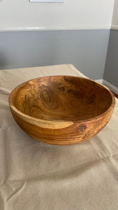 Large Teak Wood Big Carving Salad Bowl with Bottom Carving, Handcarved in Indonesia