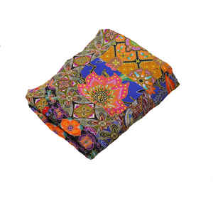 Handmade Reversible Printed Batik Quilt Blanket / Throw - TR0071 - Size 47"x79"