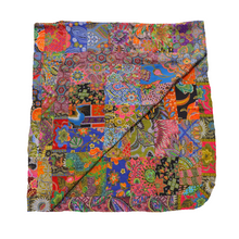 Load image into Gallery viewer, Handmade Reversible Printed Batik Quilt Blanket / Throw - TR0088 - Size 63&quot;x87&quot;