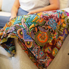 Handmade reversible quilt patchwork blanket throw, upcycled