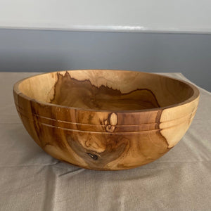 Large Teak Wood Big Carving Salad Bowl with Top Carving, Handcarved in Indonesia