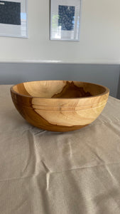 Large Teak Wood Big Carving Salad Bowl with Top Carving, Handcarved in Indonesia