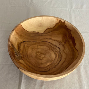 Large Teak Wood Big Carving Salad Bowl with Top Carving, Handcarved in Indonesia