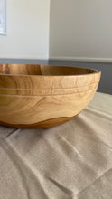 Load image into Gallery viewer, Large Teak Wood Big Carving Salad Bowl with Top Carving, Handcarved in Indonesia
