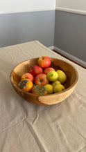 Load image into Gallery viewer, Large Teak Wood Big Carving Salad Bowl with Top Carving, Handcarved in Indonesia