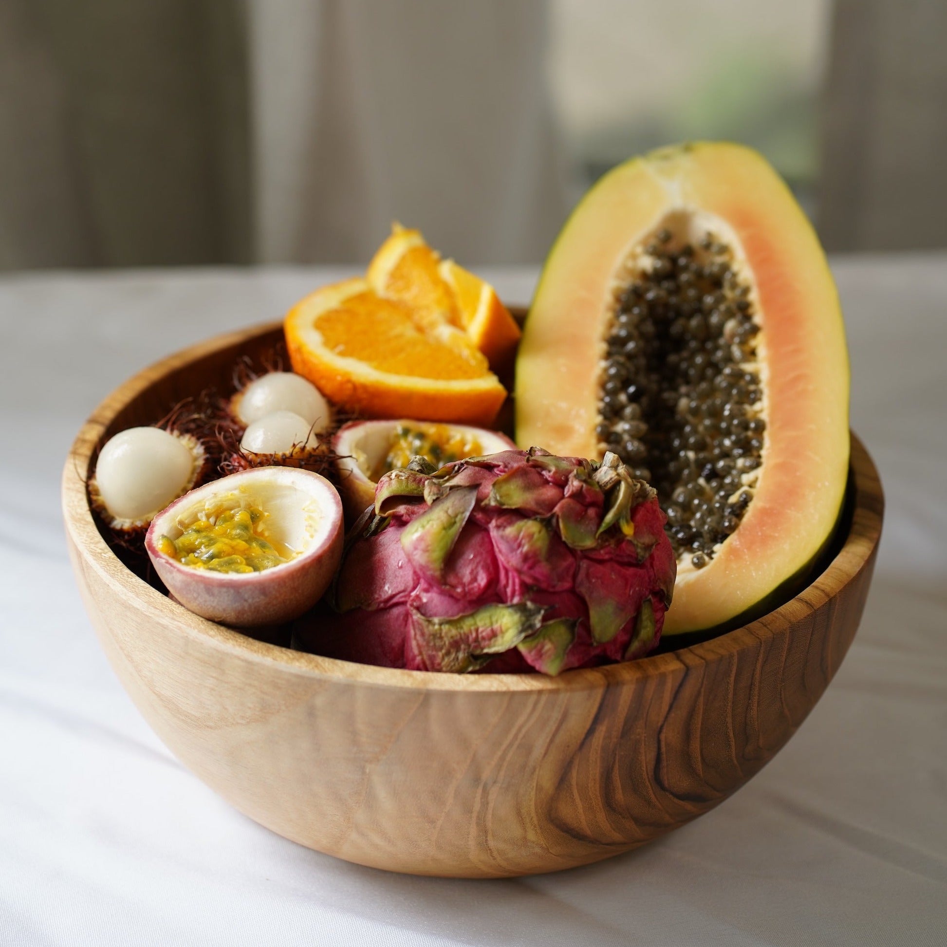 【Teak wood bowl】チーク材 ボウル 擂り鉢 すりこぎ Teak wood bowl handmade in Indonesia medium size 10