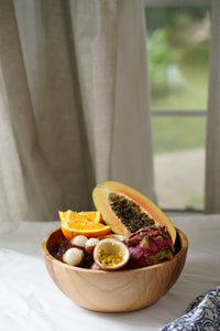 Teak wood bowl handmade in Indonesia medium size 10" x 4"