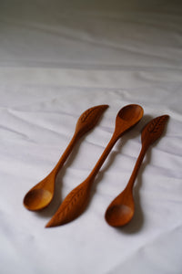 Teak wood Leaf Pattern Spoon