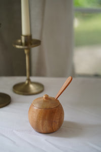 Small Teak Wood Seasoning Bowl with Spoon