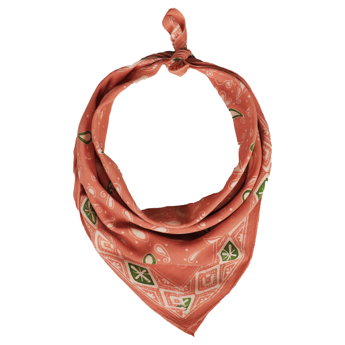 Peach and Green batik cotton bandana