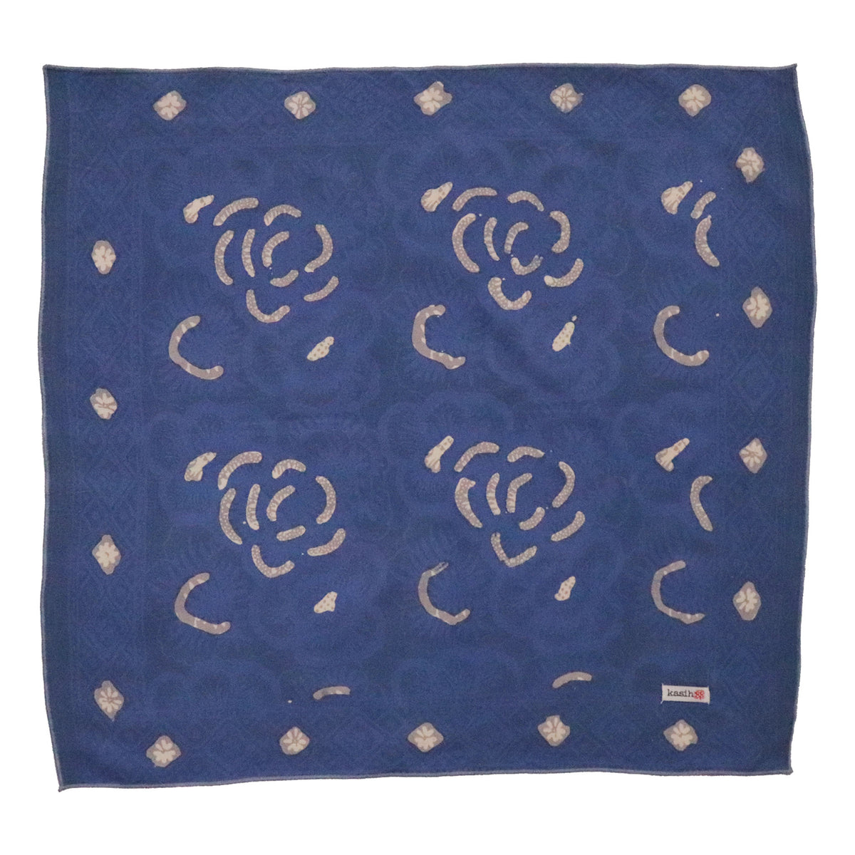 Hand Dyed Batik Bandana, 100% Soft Cotton, Blue Rose, Dark Blue, 18.5 ...