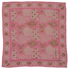 Pink cotton batik bandana with gold floral and geometric patterns