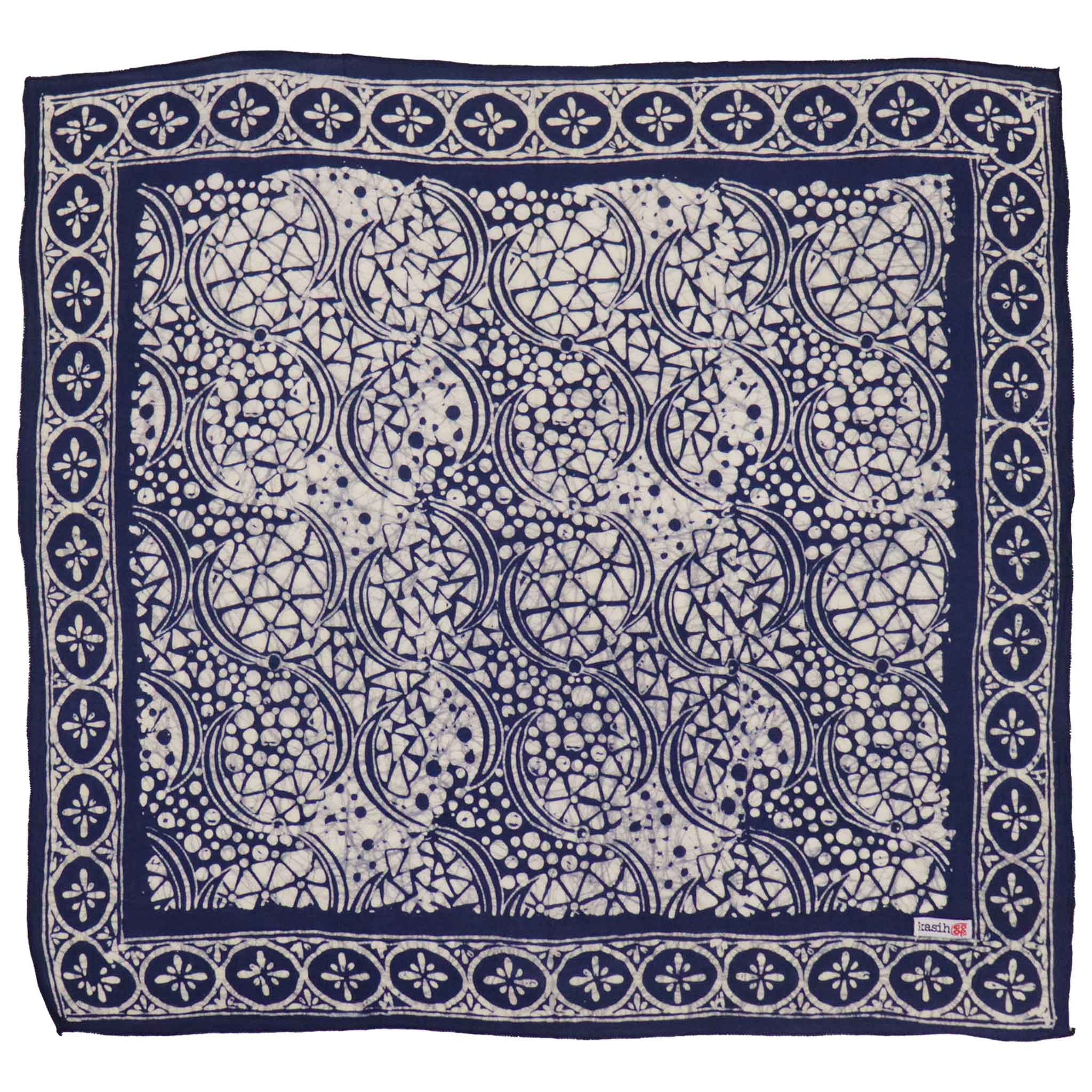 Batik Bandana Blue Stone, 100% Cotton, Hand Dyed Hair Cover Scarf