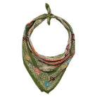 Green bandana with colorful patterns on a white background