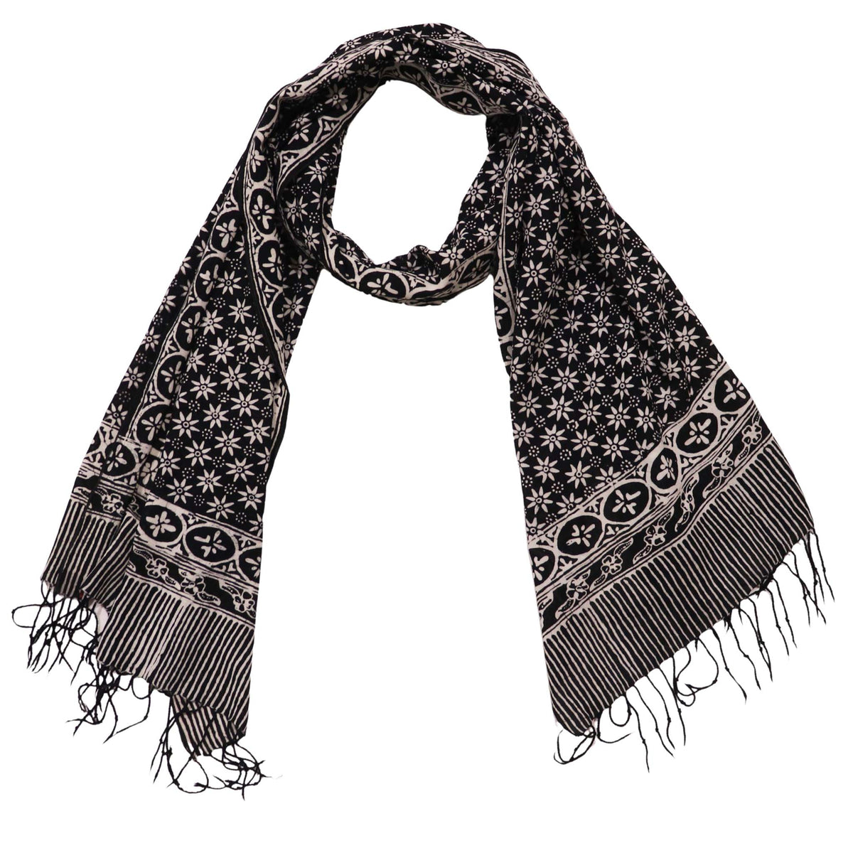 Black Mirage batik cotton scarf