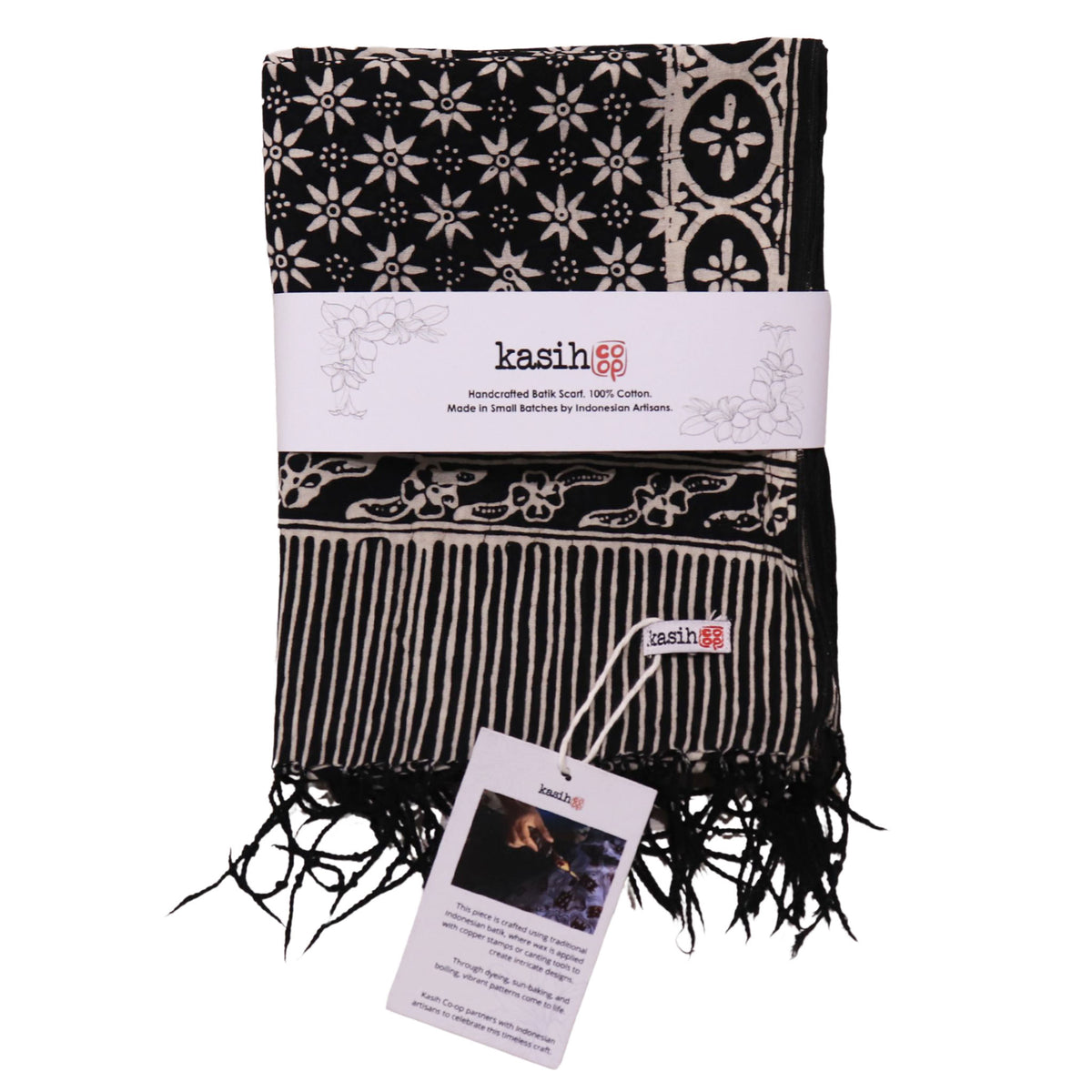 Black Mirage batik cotton scarf