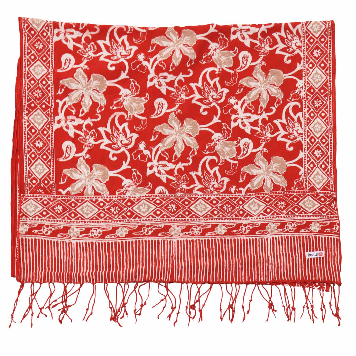 Fiery Flora batik cotton scarf