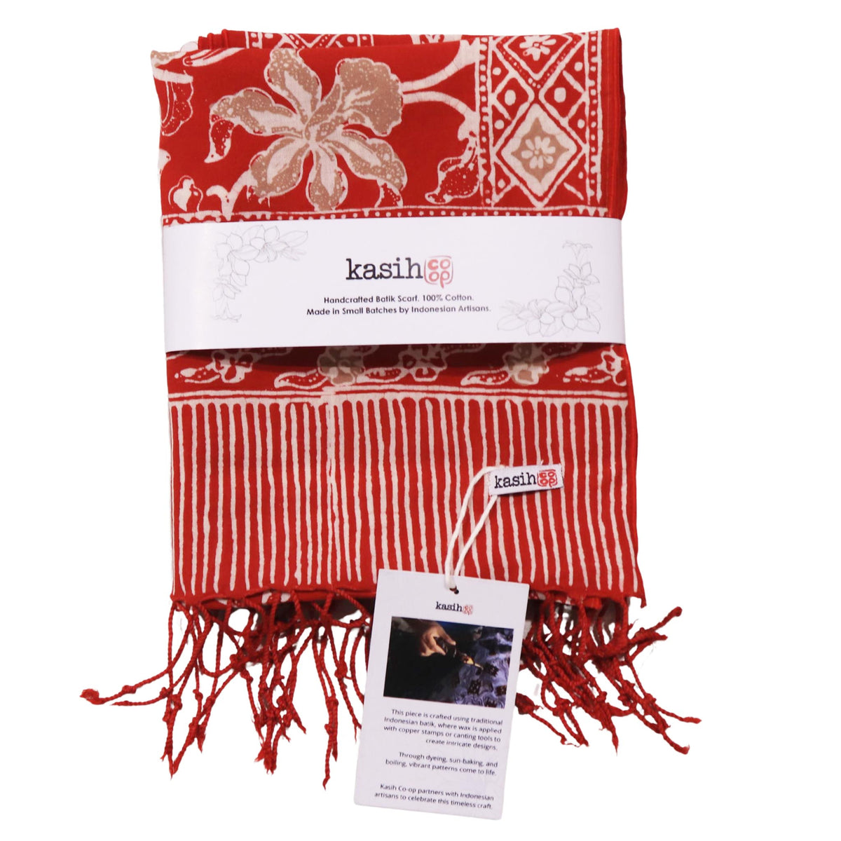 Fiery Flora batik cotton scarf