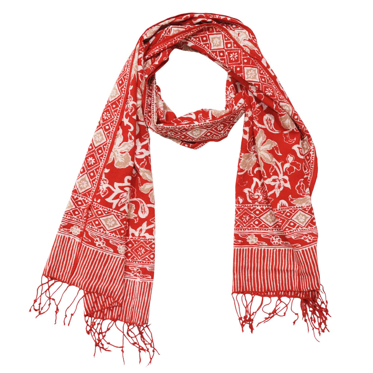 Fiery Flora batik cotton scarf