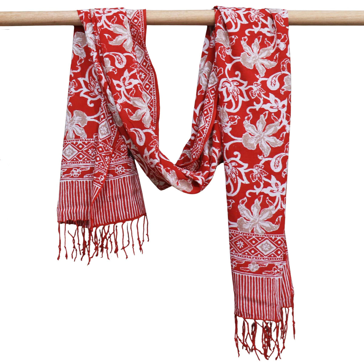 Fiery Flora batik cotton scarf