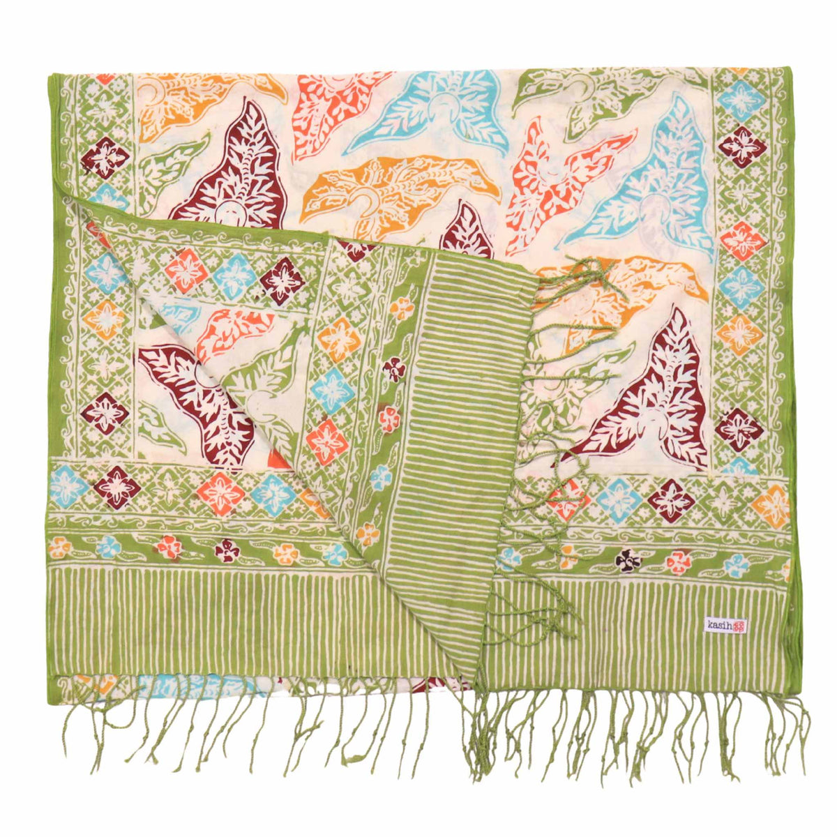 Tropical Tapestry green batik cotton scarf