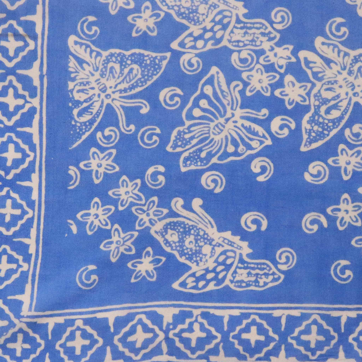 Azure Butterflies batik cotton bandana, blue periwinkle