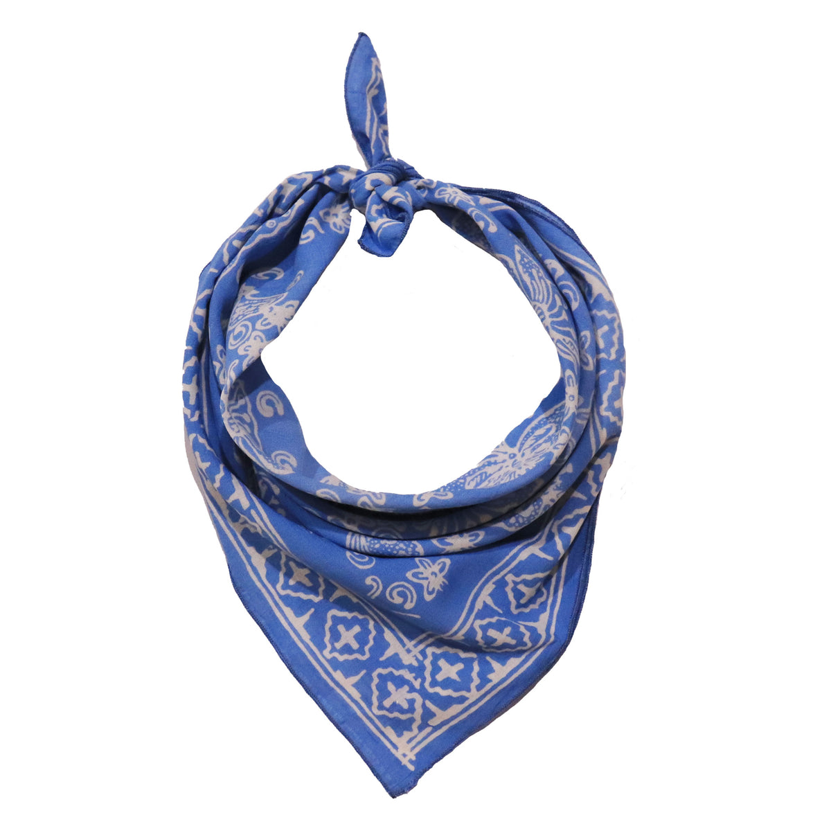 Azure Butterflies batik cotton bandana, blue periwinkle