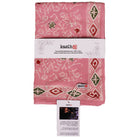 Pink bandana with white patterns and 'kasih' branding on a white background