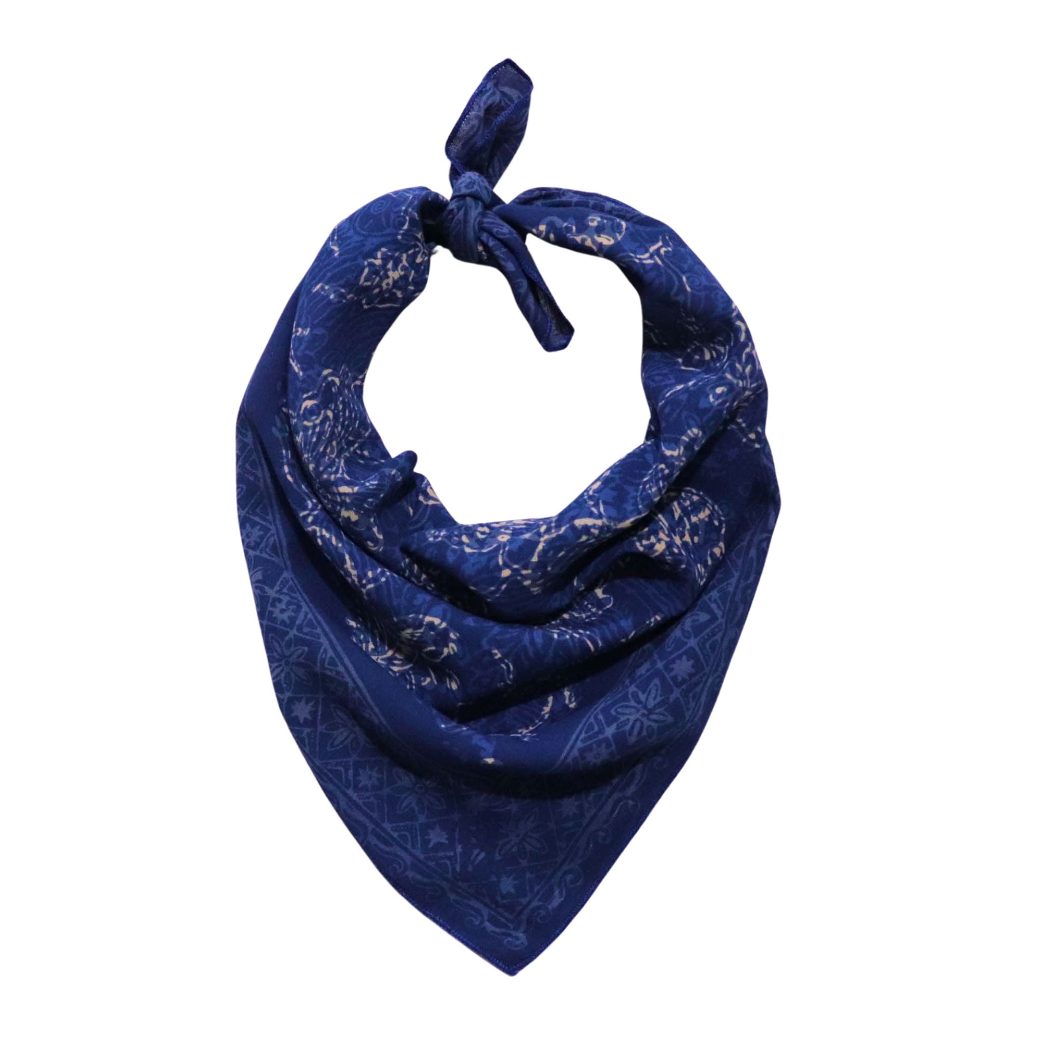 Batik Bandana Blue Butterfly, 100% Cotton, Hand Dyed Hair Cover