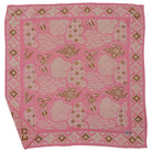 Pink cotton batik bandana with gold floral and geometric patterns