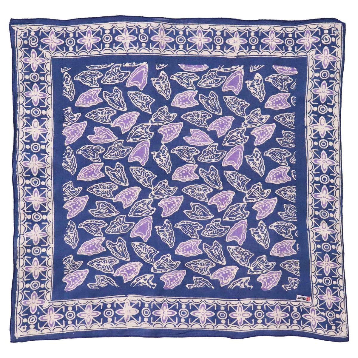 Blue Leaves batik cotton bandana