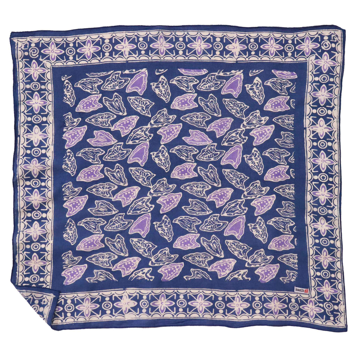 Blue Leaves batik cotton bandana