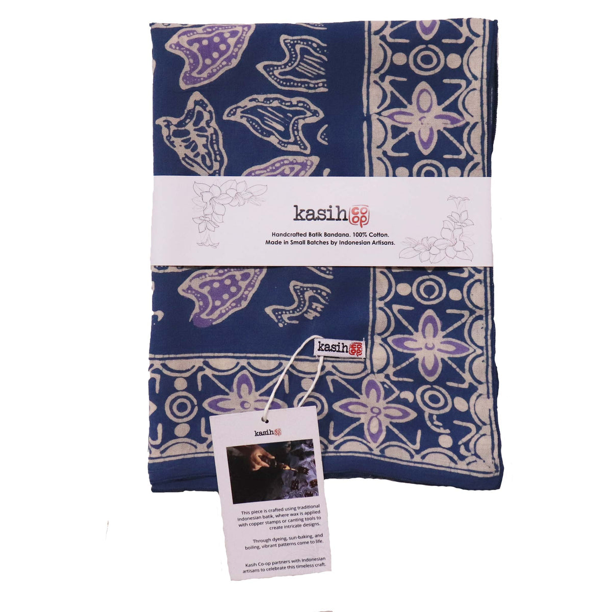 Blue Leaves batik cotton bandana