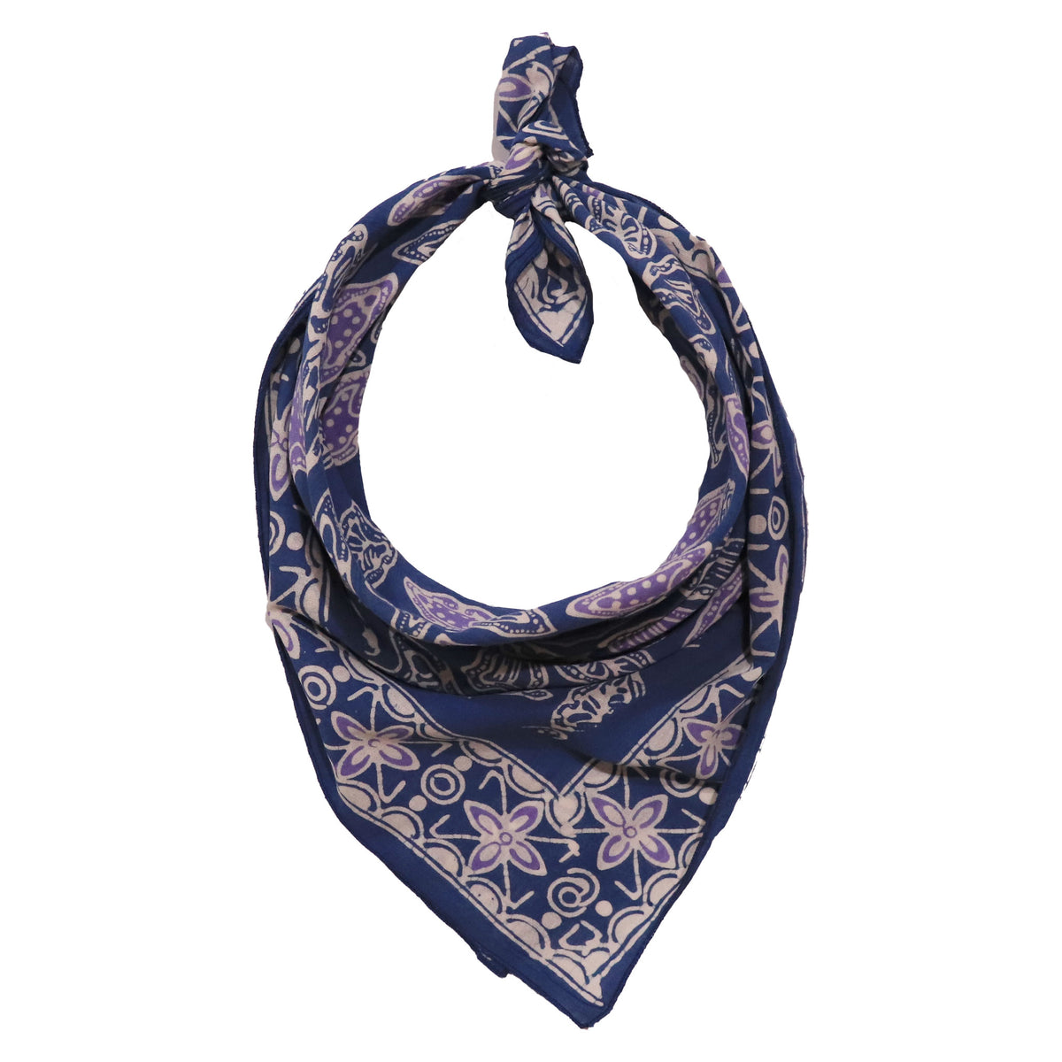 Blue Leaves batik cotton bandana