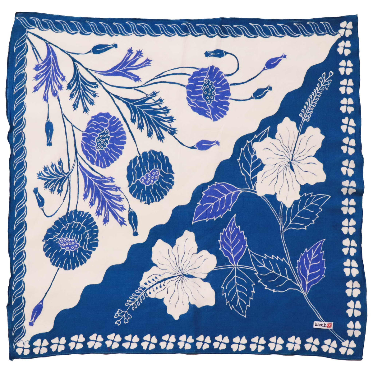 Hibiscus Poppy Flowers, Pagi Sore batik cotton bandana