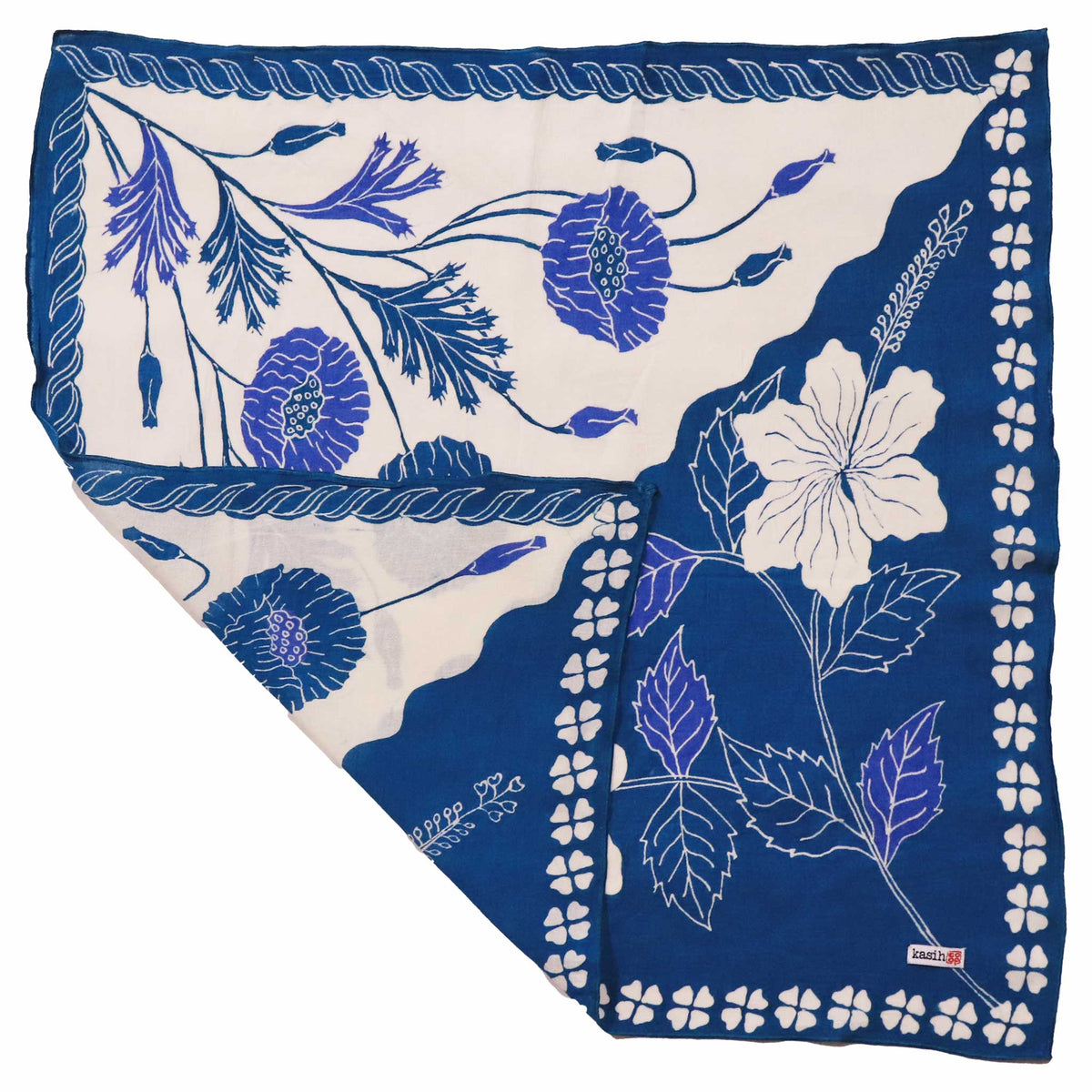 Hibiscus Poppy Flowers, Pagi Sore batik cotton bandana