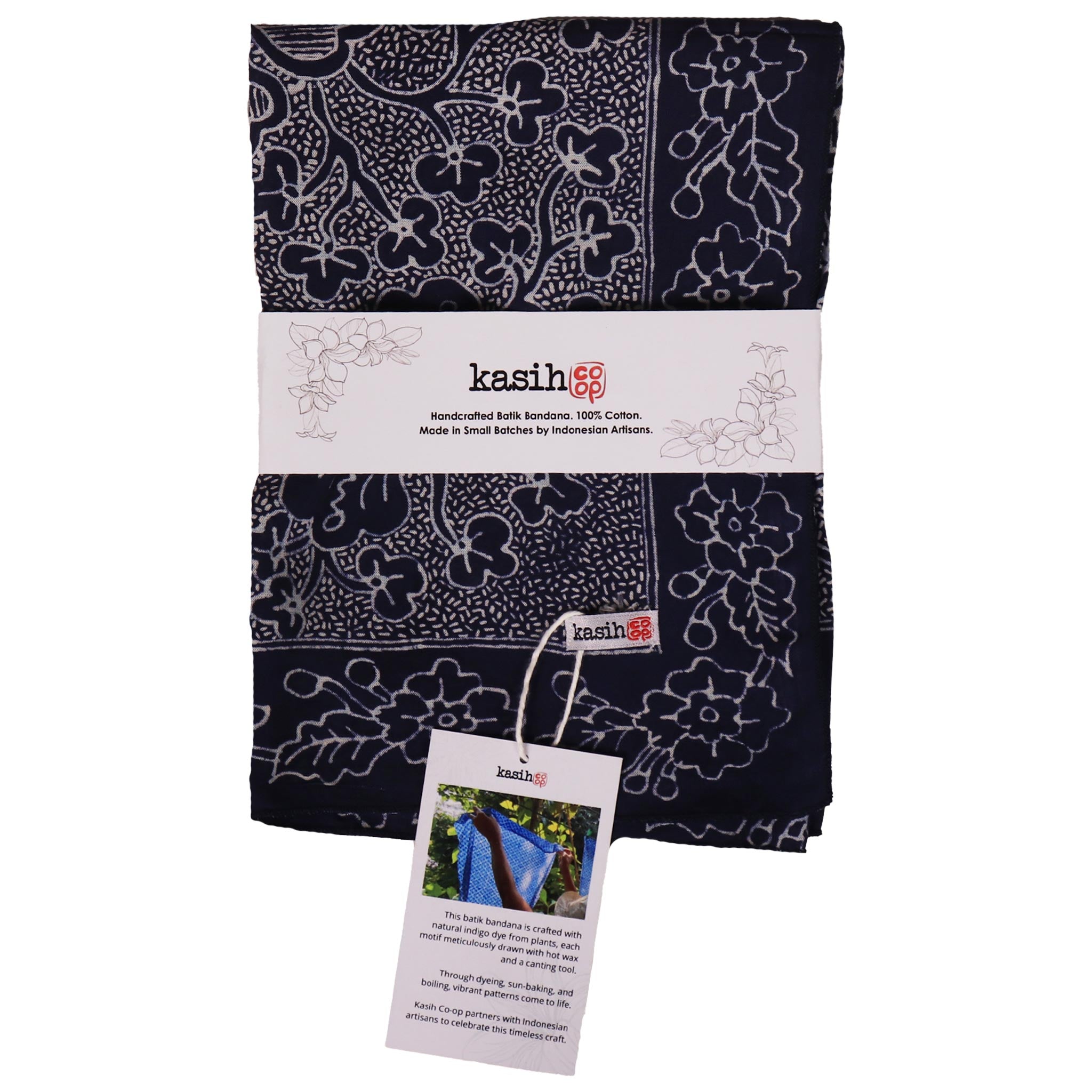 Fully Hand Drawn Indigo Botanically Dyed Batik Tulis Bandana