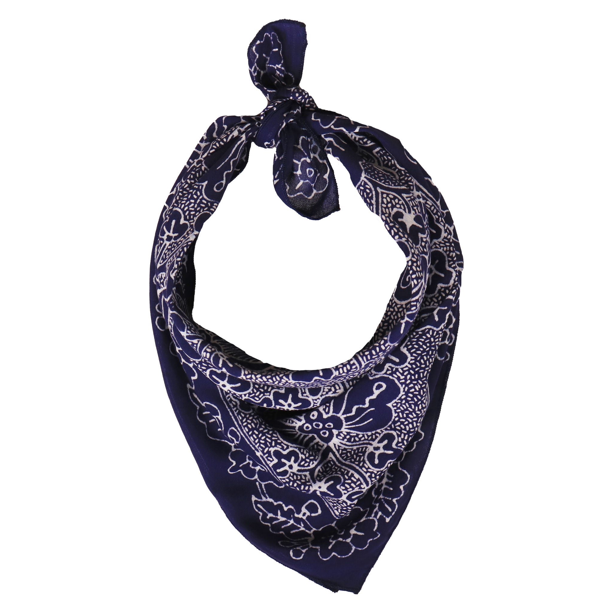 Fully Hand Drawn Indigo Botanically Dyed Batik Tulis Bandana